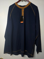 Legendary Whitetails Men Recluse Raglan Henley Shirt XL Navy Blue Browm NWT