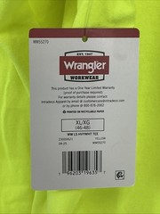 NWT Wrangler Workwear Men’s Hi-Vis Yellow Long Sleeve Pocket T-Shirt Size XL