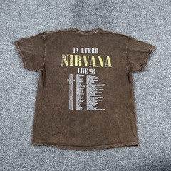 Nirvana Shirt Mens XL Brown In Utero Angel Live 93 Tour Graphic Tee Rock Music