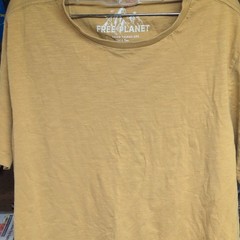 Free Planet Men’s Tan T-Shirt L Regular Short Sleeve Crew Neck Solid Knit