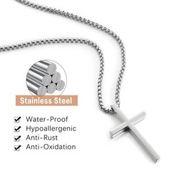 Cross Necklace Bulk Silver Stainless Steel Cross Pendant Chain Necklace for M…