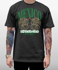 Streetwise Las Aguilas Men’s T-Shirt Black Mexico Tee Heavyweight Cotton
