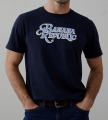 NWT Mens BANANA REPUBLIC Script Logo PREMIUM WASH Graphic Tee T-Shirt LARGE *K2