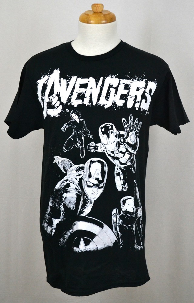 The Avengers T-shirt Marvel Comics Superhero Graphic Novel Tee Black NWT