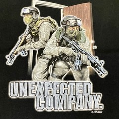 7.62 Design Military Graphic Large T-shirt, Black, “Unexpected Company” EUC