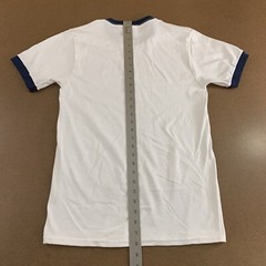 Port & Co Adult Size Small White Navy Trim Crew Neck Short Sleeve T-Shirt New