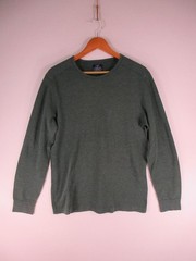 J.CREW Thermal Shirt Mens L Green Waffle Knit Crewneck Long Sleeve Casual Top