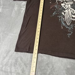 Avirex Shirt Mens XL Vintage 2000s skull sword Brown Graphic