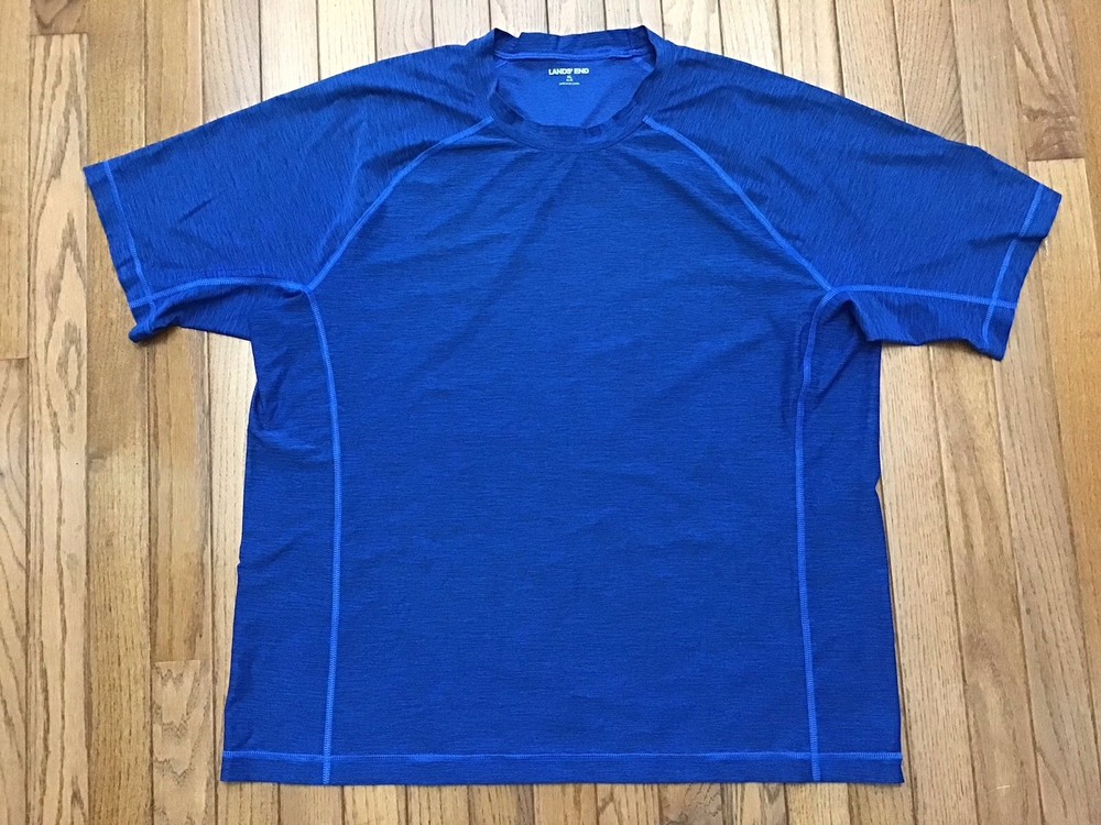 Lands End Blue T-Shirt Size XL 46-48 Mens Polyester Elastane