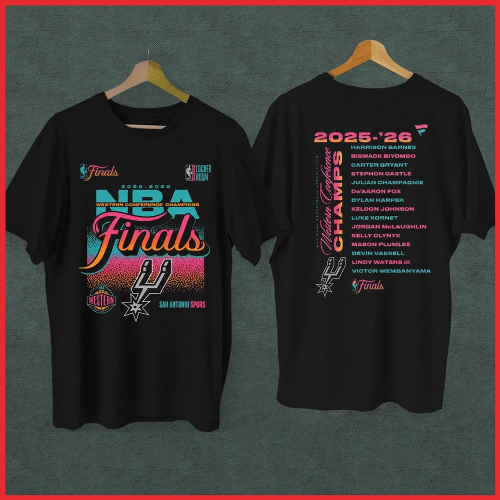 Spurs NBA Finals Western Conference Champions 25-26 Black Cotton T-Shirt S-5XL