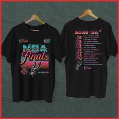 Spurs NBA Finals Western Conference Champions 25-26 Black Cotton T-Shirt S-5XL