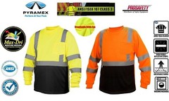 HI VIS ANSI CLASS 3 REFLECTIVE LONG SLEEVE ROAD WORK VISIBILITY SAFETY T SHIRT