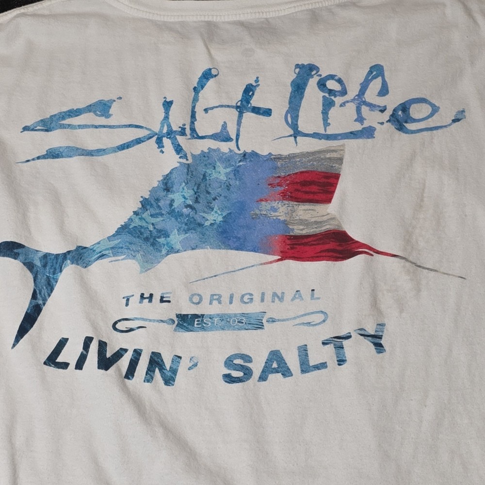 Original Livin’ Salty Salt Life Men’s White T Shirt Size 3XLT