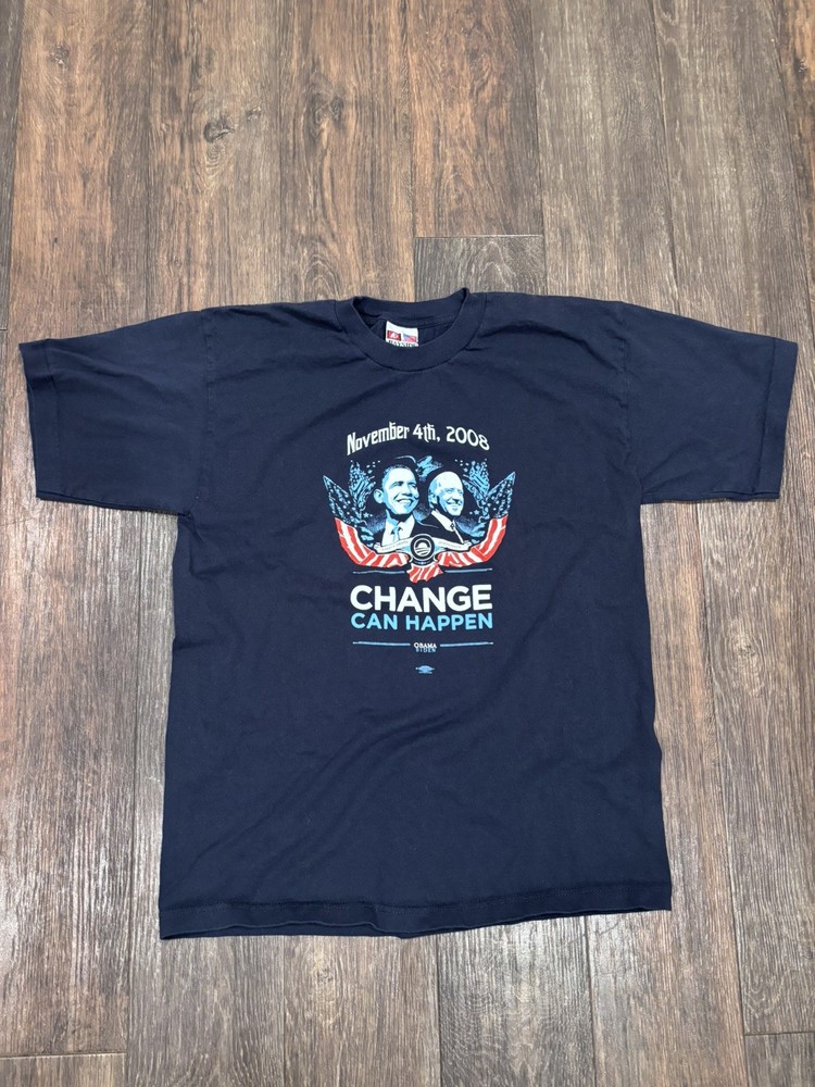 Vintage Obama Biden T Shirt Sz M/L Change Can Happen Political Y2K