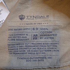 Tyndale Henley Shirt Mens Large Beige Flame Resistant FR CAT 2 Workwear USA