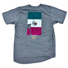 Ariat Rebar Cotton Strong Mexican Pride Graphic Tee Men L Heather Gray NWOT