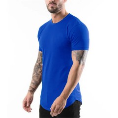 Solid Color Running Sport Short Sleeve T-shirts Gym Bodybuilding Workout Cotton