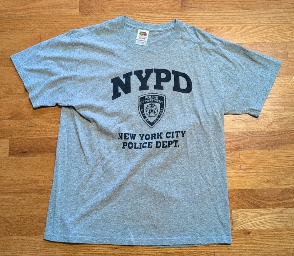NYPD NEW YORK CITY POLICE DEPT Graphic T-Shirt Gray Adult Large Y2K