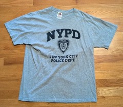 NYPD NEW YORK CITY POLICE DEPT Graphic T-Shirt Gray Adult Large Y2K