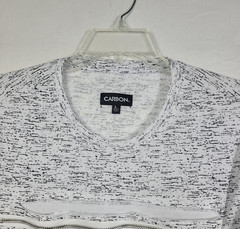 Carbon Mens T Shirt Size L Distressed White Gray Knit Rayon Crew Neck 70’s