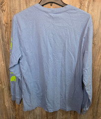 Carhartt K231 HD0 Loose Fit Size Med Gr Sleeve Spellout Logo L/S T-Shirt Lt Blue