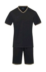 Men’s Italian fashion Black Short Sleeves T-shirt/short Set Greek Key V neck