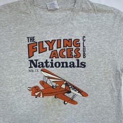 Hanes Heavyweight 50/50 Mens Gray Aviation Graphic Crew Neck T-Shirt Size L