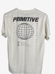 PRIMITIVE Skateboarding Graphic T-Shirt Ivory Mens S Short Sleeve Crew Neck