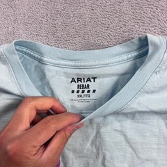 Ariat Rebar Mens XXL Light Blue Purple Graphic Logo Premium Quality T-Shirt