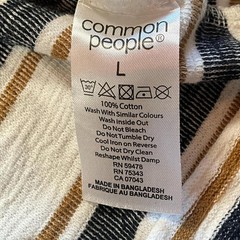 Mens Common People 100% Cotton Retro Minimalist Striped Crewneck Tee (Large)