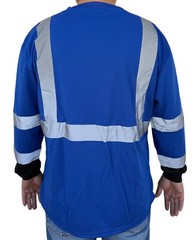 Class 2 Max-dry Moisture Wicking Mesh Long Sleeve Safety T-shirt, Blue/BK