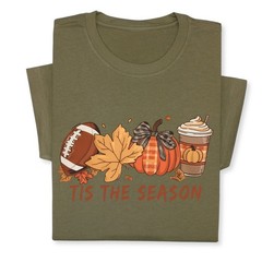 Tis the Season Fall T-Shirt, Pumpkin Spice & Football Autumn Tee