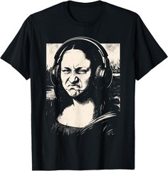 Mona Lisa Bass Face Funny Music Lovers DJs Producers T-Shirt