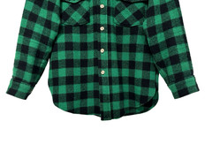 S/M Vtg 90s Green Black Buffalo Check Flannel Skate Punk Grunge Rock Men’s Shirt