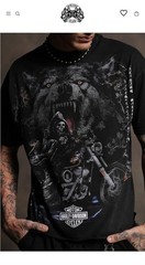 Darc Sport Harley Davidson Bushido GRIM RIDER RAW HEM BOX CUT TEE Size Small