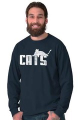 Cats Athletic Sports Classic Pet Owner Novelty Graphic Long Sleeve Tee