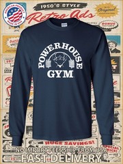 New Tee Powerhouse Gym Men’s Long Slevee T-Shirt American Tee Shirt men