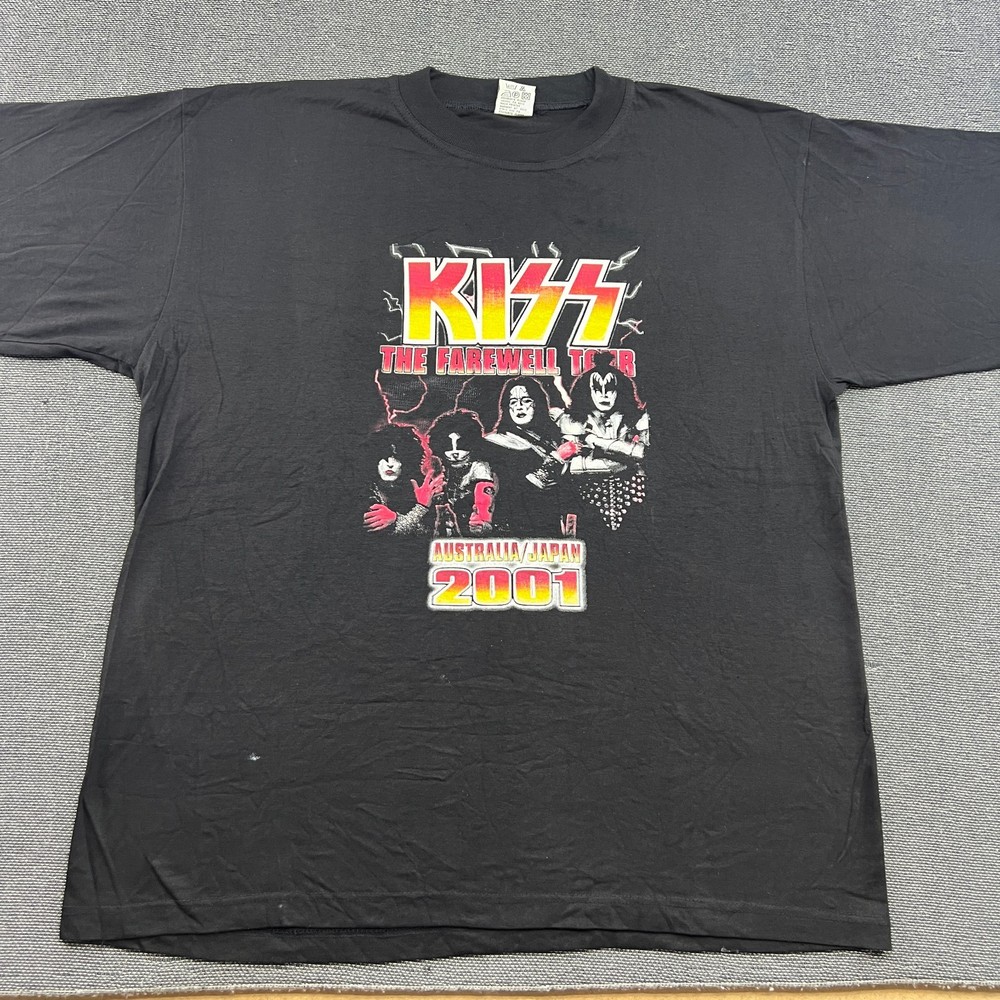 KISS Farewell Tour Australia Japan 2001 Vintage T Shirt Mens XL Band Tee Music