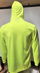 Neon Yellow Long Sleeve Shirt With Hoodie, Polyester birdeye mesh fabric