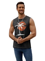 Mens Summer Beach Tank Top Tropical Hawaiian Palm Tree Print Sleeveless Shirts