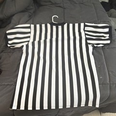 Alleson Athletic Men’s Referee Striped V-Neck T-Shirt Black White Size L