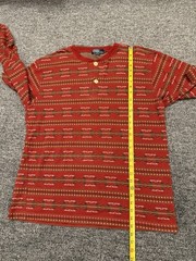 VTG Polo Ralph Lauren Aztec Henley 100% Cotton Made In USA Mens Size Large