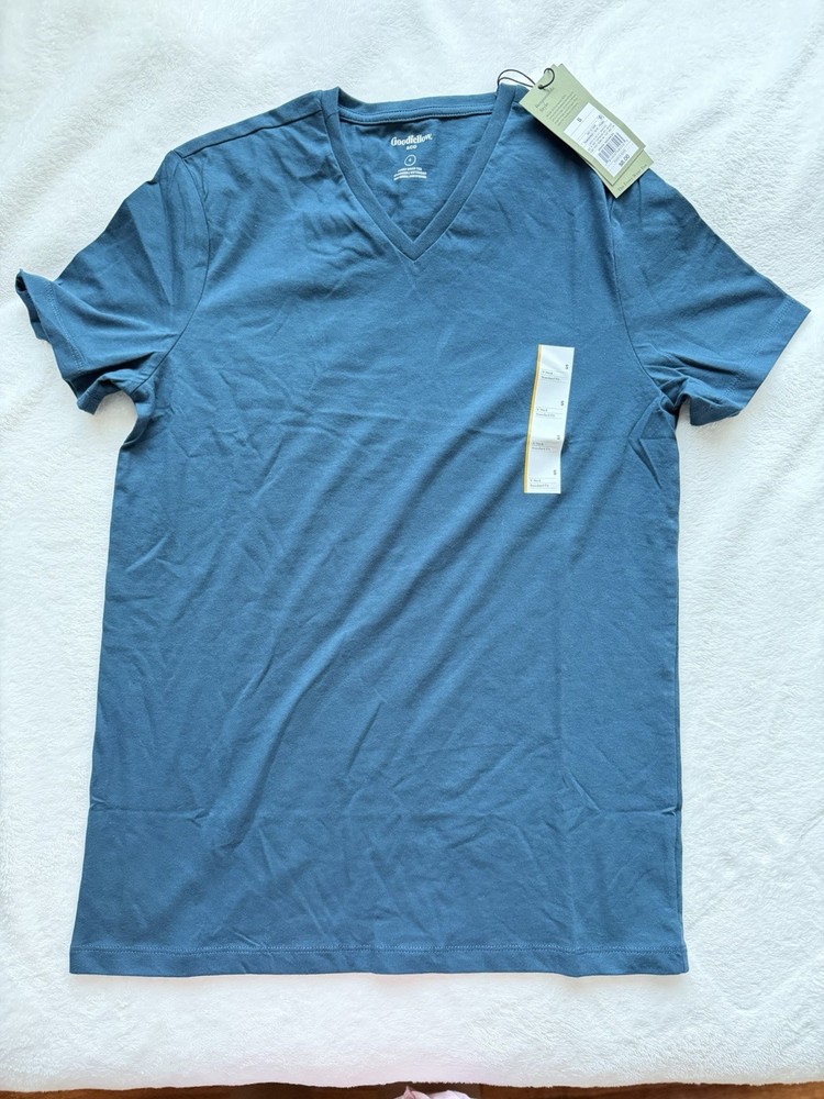 Goodfellow & Co Every Wear Tee Men’s Blue Cotton Blend Knit V-Neck Tee S