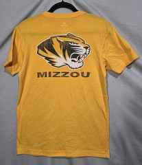 Colosseum Missouri Mizzou Tigers Women’s Small Yellow Crew T-Shirt Front & Back