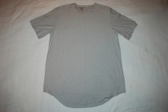 Mens S/S Tee Shirt GRAY MARLED / HEATHER Longer Length ROUND HEM Carbon SIZE XL