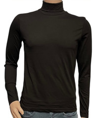 Men’s Unisex Roll Neck Tops High Neck T-shirts Long Sleeve Stretch 100% Cotton