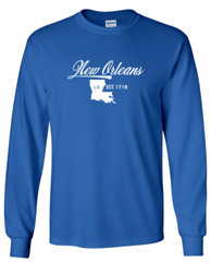 New Orleans Louisiana State T-Shirt Long Sleeve Graphic Tees Unisex Apparel