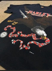 VTG 1996 Harley Davidson Shirt Men’s XL Black AOP Eagle All Over Print Tee USA
