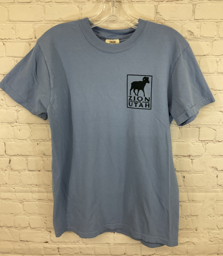 Image One C1717 Men’s ZION NATIONAL PARK UTAH Cotton T-Shirt Blue S Small