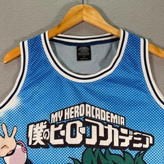 My Hero Academia Deku Todoroki Uraraka Tank Shirt Jersey Mens Large Blue Anime